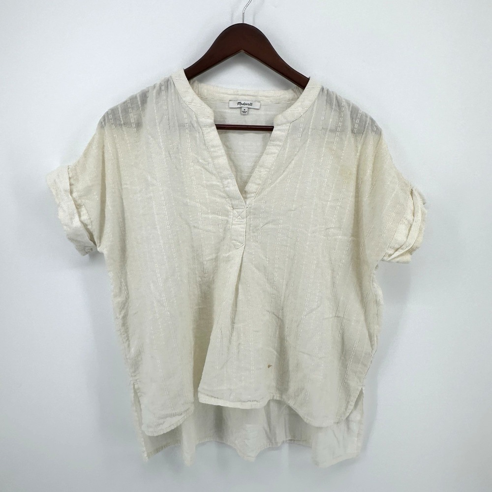 Madewell Responsible Lakeline Popover Shirt in Lighthouse Size M Cotton